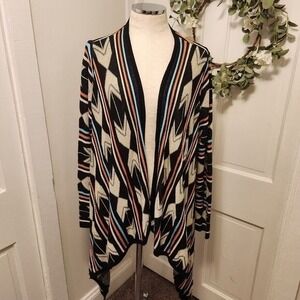 Absolutely Creative‎ Worldwide Black Chevron Print Cardigan Women's 2X